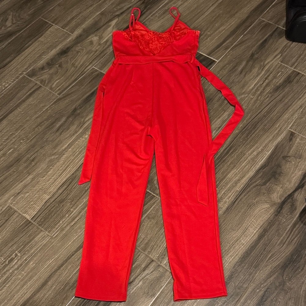 Red Lace Jumpsuit